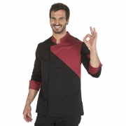 CHAQUETA COCINA GRANATE/NEGRO